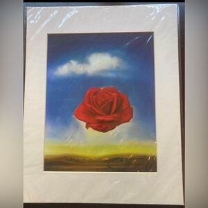 2 8x10 Dali Prints with Matte - The Rose 1958 and The Persistence of Memory